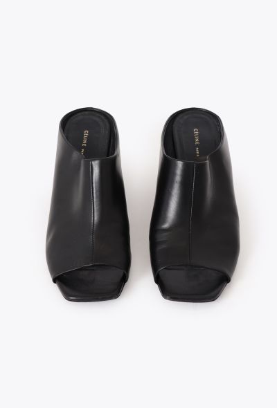 Céline Sculpted Heel Leather Mules - 2 Céline Sculpted Heel Leather Mules - 2