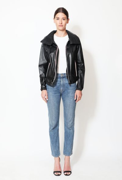                                         Leather Hooded Zip Jacket -2