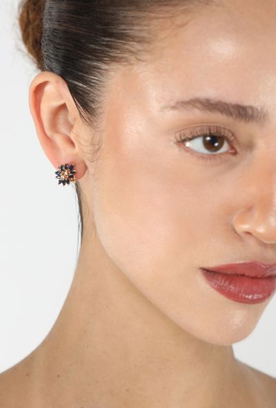 Modern Fine Jewelry 14K Yellow Gold, Diamond & Sapphire Earrings - 2