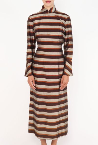 Striped Dupion Sheath Dress - 2
