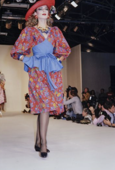 Saint Laurent S/S 1983 Peplum Cotton Dress - 2