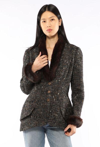 Thierry Mugler Faux Fur Trim Tweed Jacket, F/W 1998 - 1