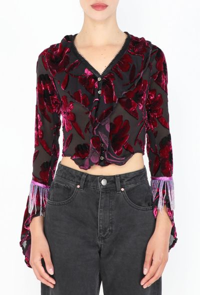 Voyage Dévoré Velvet Blouse, 1990s - 2