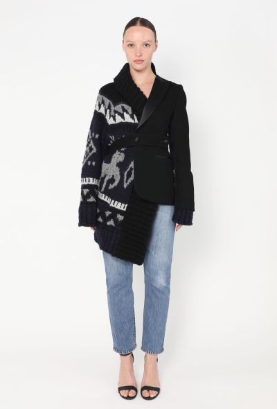 Sacai 2018 Split Cardigan Smoking Blazer - 2 Sacai 2018 Split Cardigan Smoking Blazer - 2