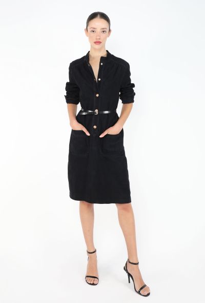Céline Navy Suede Calèche Dress, 1970s - 1