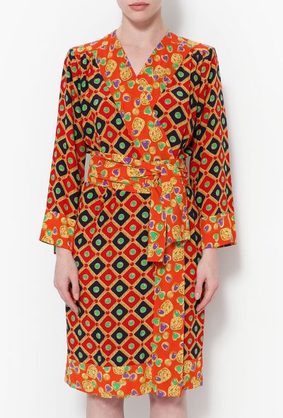                                         1993 Graphic Belted Silk Dress-2