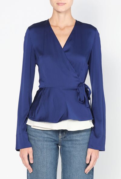 Céline Charmeuse Silk Wrap Blouse - 1 Céline Charmeuse Silk Wrap Blouse - 1