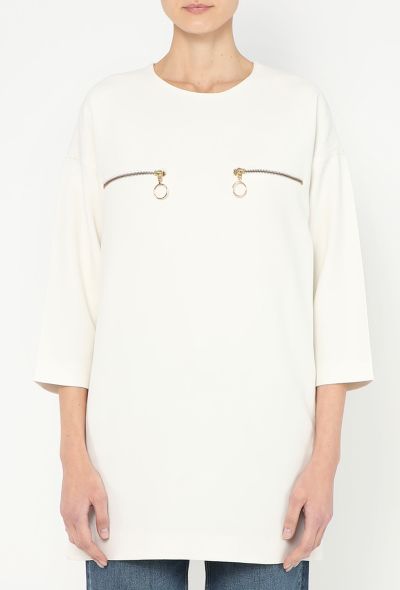 Céline 2010 Zipped White Tunic Top - 1 Céline 2010 Zipped White Tunic Top - 1