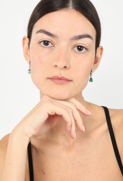 Modern Fine Jewelry 18k White Gold, Diamond & Emerald Drop Earrings - 2 Modern Fine Jewelry 18k White Gold, Diamond & Emerald Drop Earrings - 2