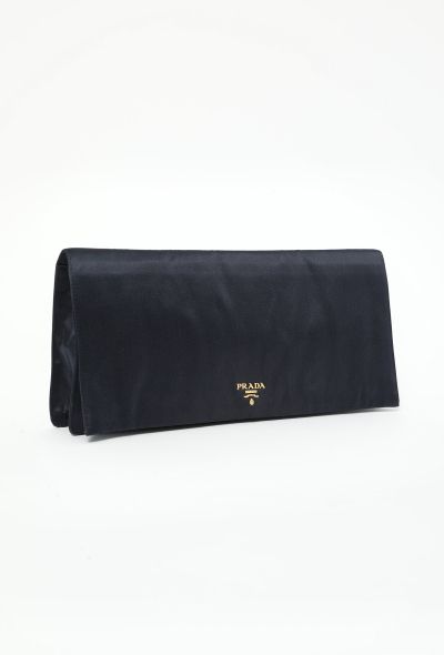 Prada Navy Satin Clutch - 2