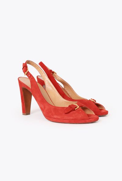 Hermès Suede Buckle Slingbacks - 2