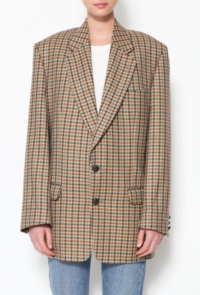                             Checkered Wool Twill Blazer - 2