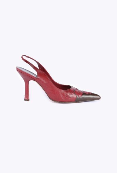 Chanel Floral Leather Slingback Heels, 2001 - 1