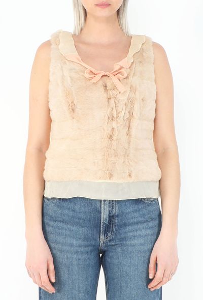 Prada 2000 Ermine Fur Ruffled Vest - 1