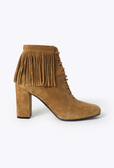 Saint Laurent 2015 Fringe Suede Ankle Boots - 1