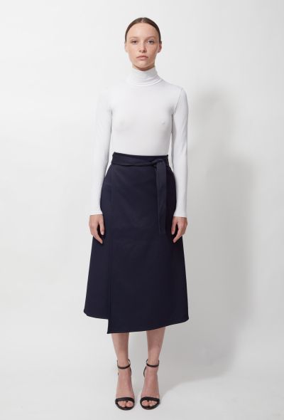                                         Navy Belted Wrap Skirt-1