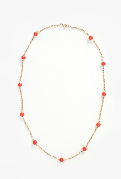 Vintage Fine Jewelry Vintage 18K Yellow Gold Mediterranean Coral Necklace - 1