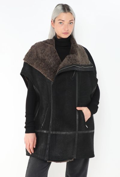 Rick Owens Oversized Shearling-Lined Biker Vest - 2