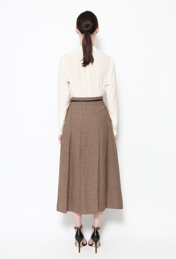 Pleated Checkered Twill Long Skirt64ヒップ