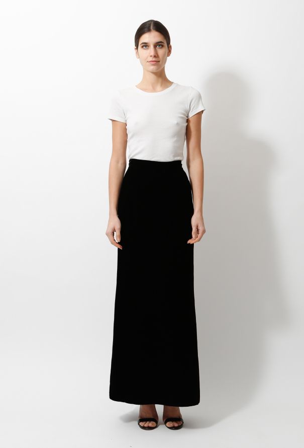 Magaret Champagne Satin Velvet Maxi Lace Skirt main image 0