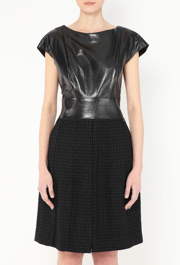 Chanel 2014 Lamé Tweed Leather Dress - 2