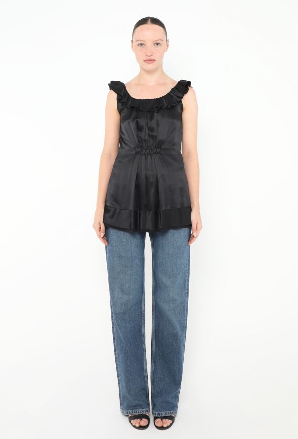 Prada Silk Ruffled Trim Top - 2