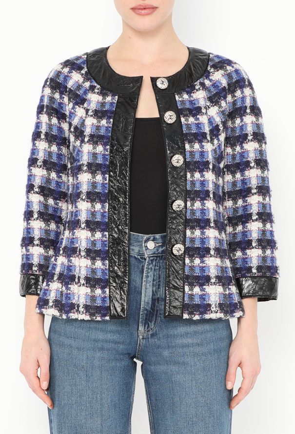 Chanel 2018 Leather Trim Peplum Jacket - 1