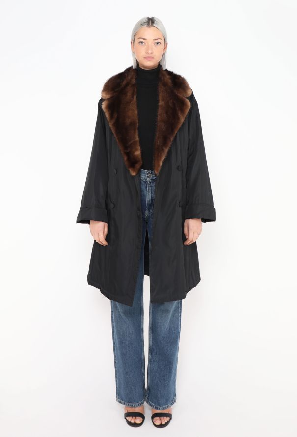 Prada Mink Fur Trim Belted Trench - 2 Prada Mink Fur Trim Belted Trench - 2