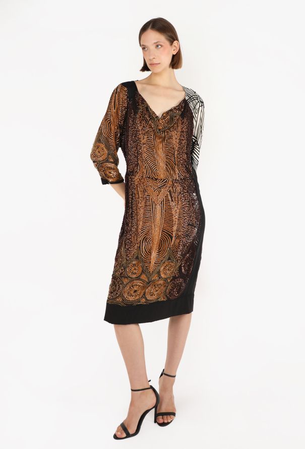 Dries Van Noten Sequin Embroidered Silk Dress - 4