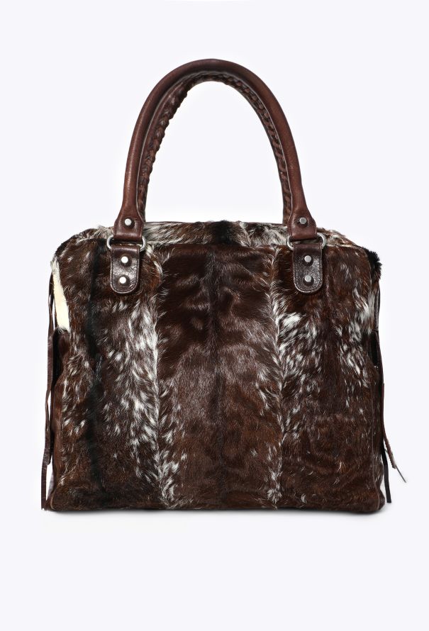 Balenciaga Motocross Pony Hair Bowling Bag - 4