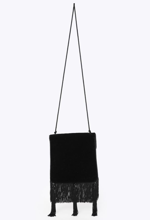 Saint Laurent '80s Black Velour Tassel Bag - 4