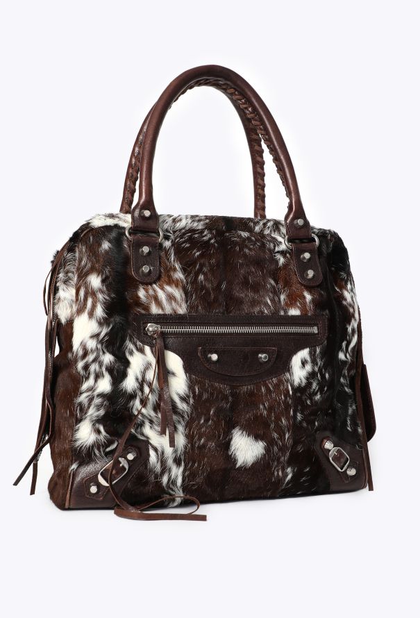 Balenciaga Motocross Pony Hair Bowling Bag - 2