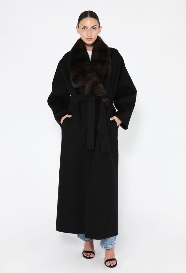 Loro Piana Baby Cashmere & Russian Sable Double-Face Belted Coat - 3