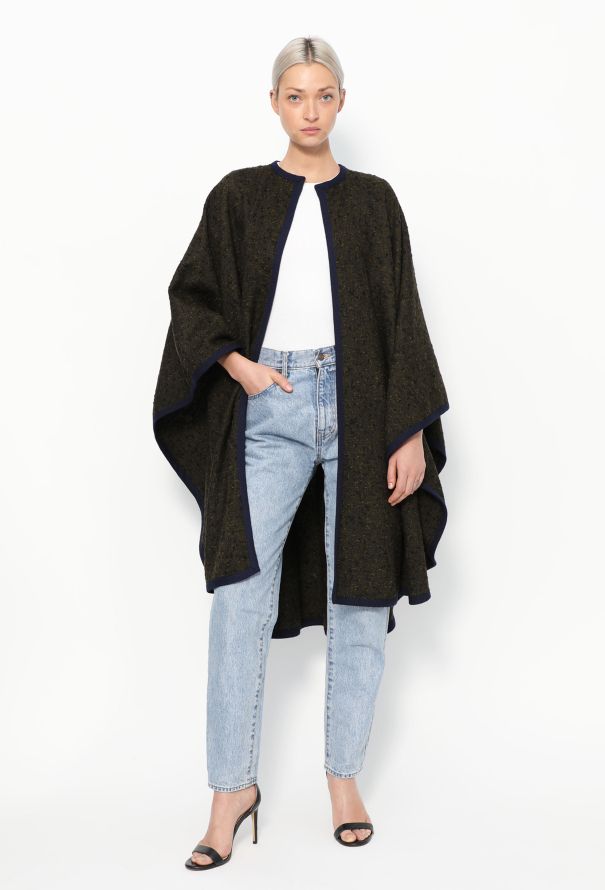 Saint Laurent RARE '70s Woven Trim Bouclé Cape - 3 Saint Laurent RARE '70s Woven Trim Bouclé Cape - 3