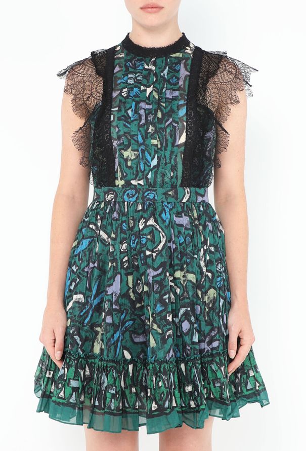 Valentino Printed Lace Trim Dress - 2