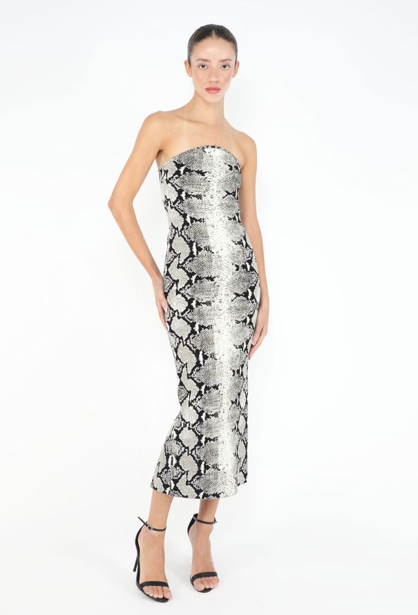 Khaite 2023 Roccia Snake Print Bodycon Dress - 4