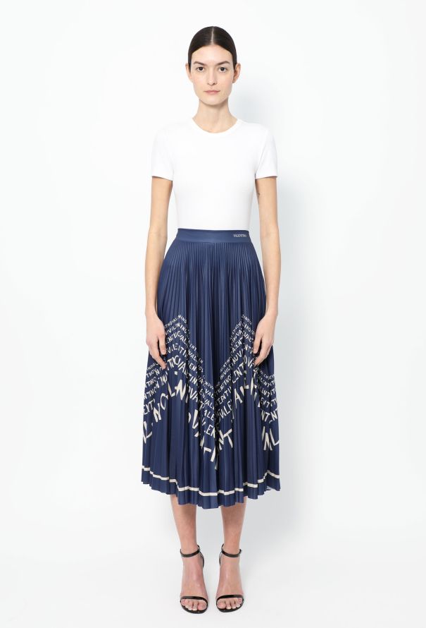 Valentino Resort 2019 Pleated Logo Skirt - 1