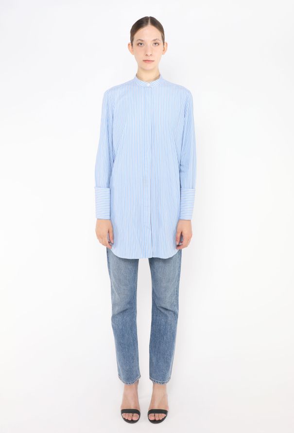 Céline Pinstripe Cotton Tunic Shirt - 3