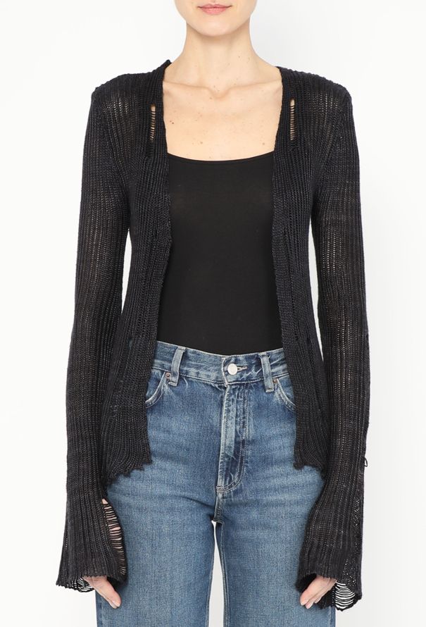 Rodarte Distressed Silk Hand-Knit Cardigan - 1