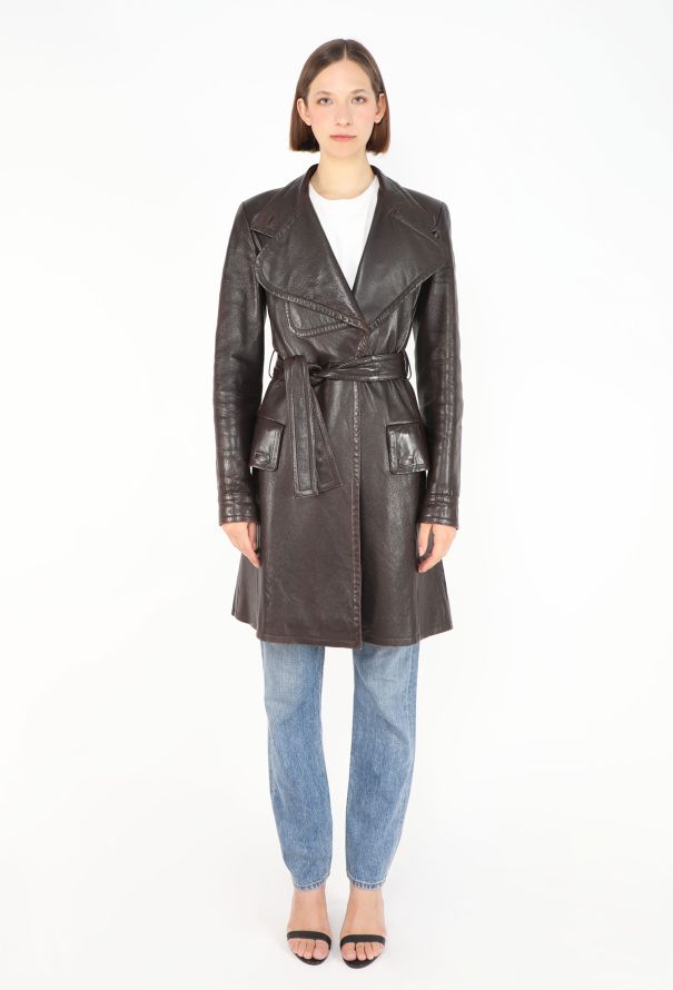 Chanel RARE F/W 1997 Notched Leather Coat - 1