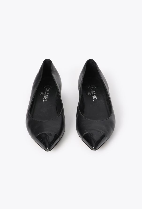 Chanel Patent Cap-Toe Flats - 2