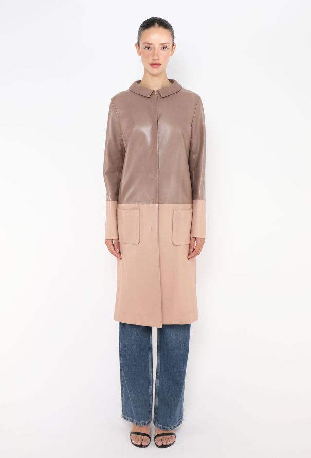 Dior 2015 Raf Simons Tonal Leather Coat - 1