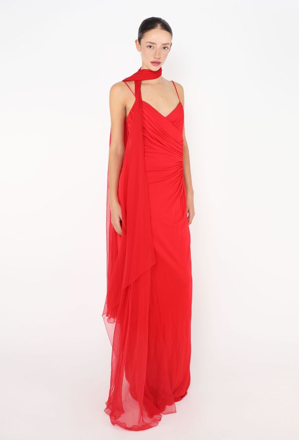 Azzaro Chiffon Sash Bustier Gown - 5