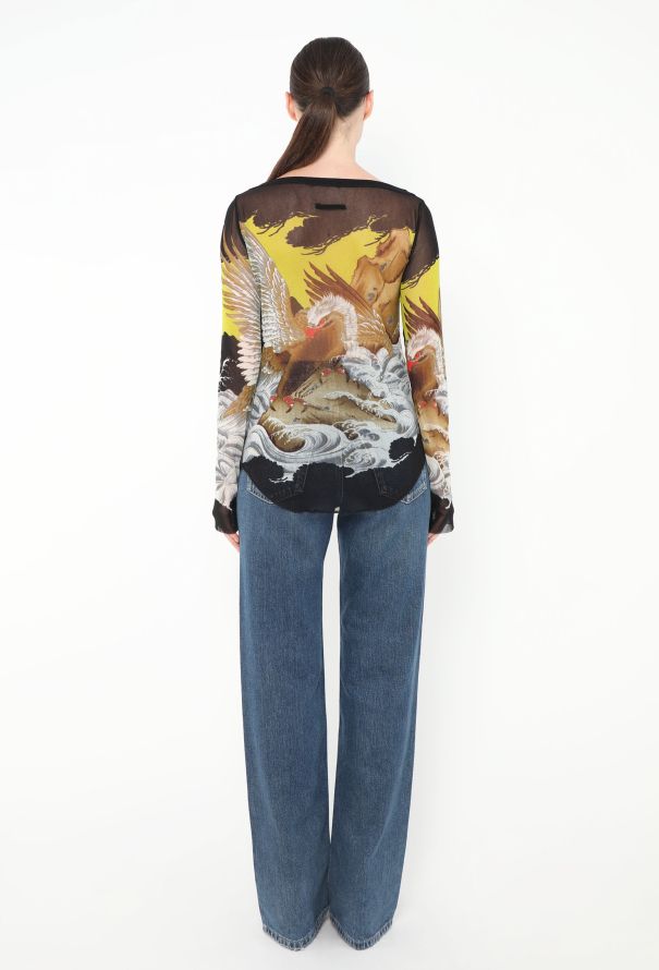 Jean Paul Gaultier 1999 Soleil Mesh Eagle Print Top - 3