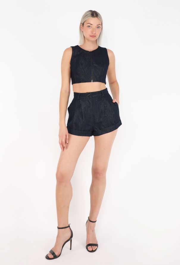 Alaïa Iridescent Denim Shorts Ensemble - 4