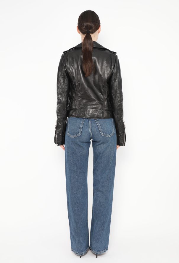 Balenciaga Lambskin Leather Biker Jacket - 5