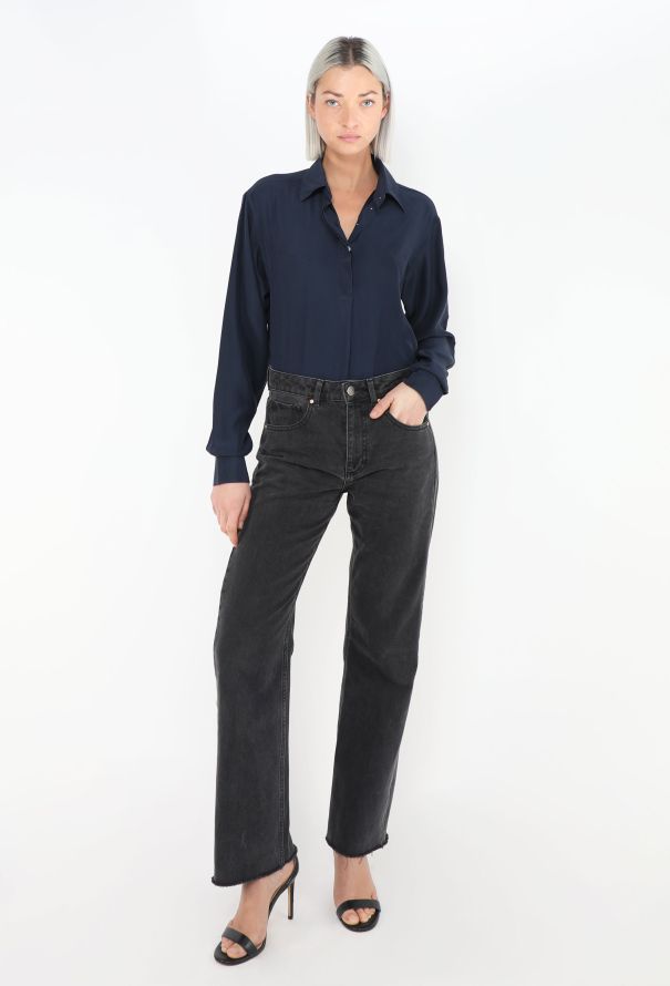 Céline Classic Navy Satin Blouse - 4