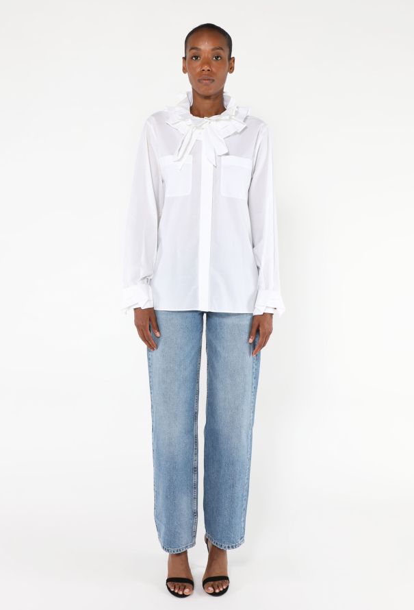 Chanel 2018 Ruffled Cotton Blouse - 4