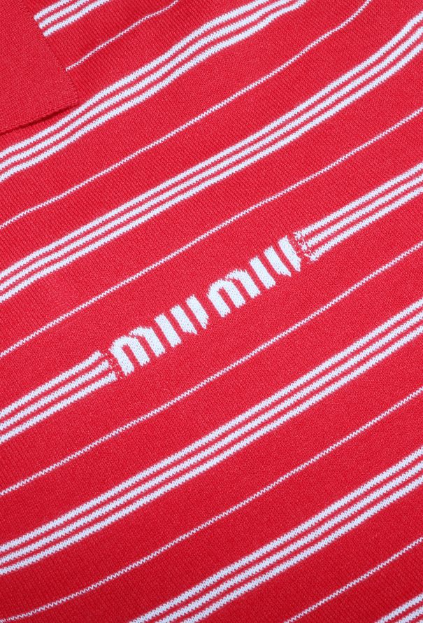 Miu Miu 2024 Striped Logo Knit Polo - 6