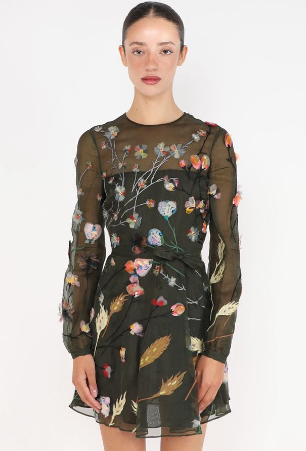 Valentino Floral Appliqué Organza Dress - 1